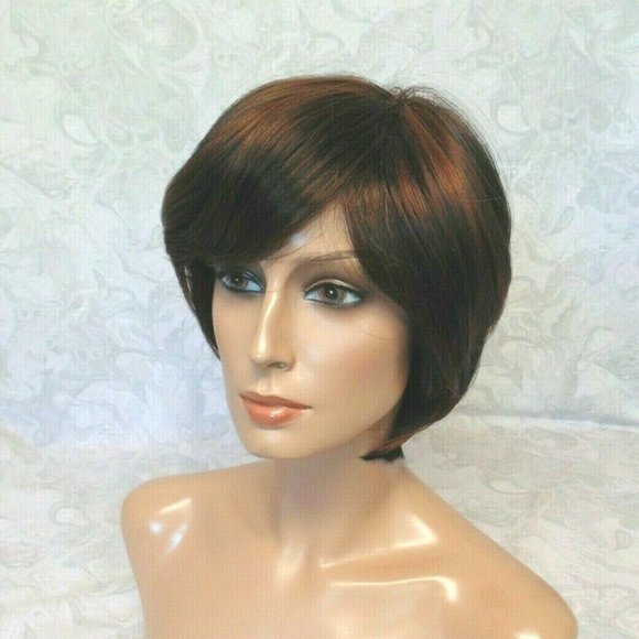 Short Brown Highlighted Heat Resistant Wig main image 5